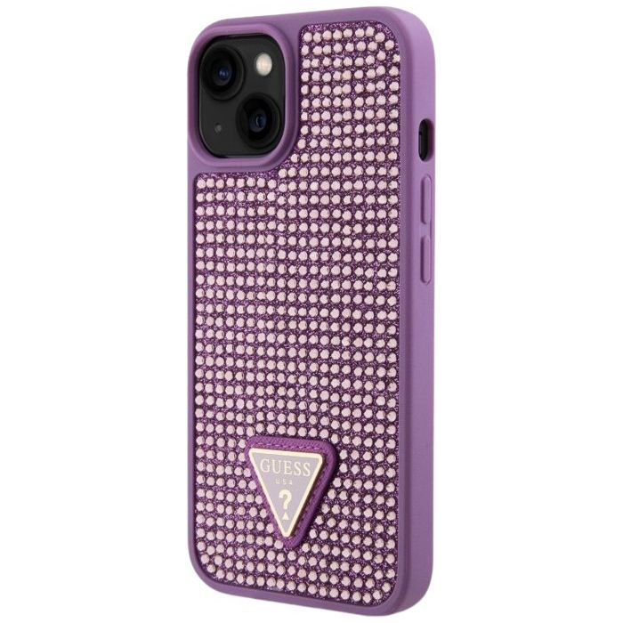 Guess Rhinestones Triangle Metal Logo Apple iPhone 15 GUHCP15SHDGTPU Purple