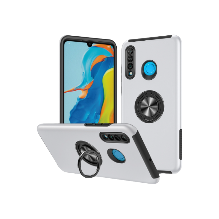 Odolné puzdro na Huawei P30 Lite Shockproof Ring strieborné
