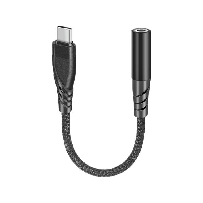Sturdo USB-C/3.5mm Jack, opletený čierny