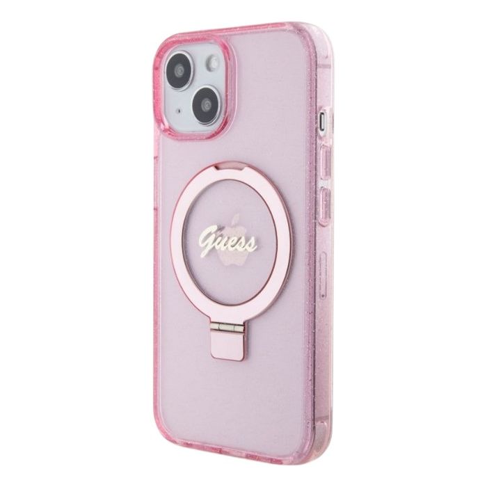 Guess IML Ring Stand Glitter MagSafe Apple iPhone 15 GUHMP15SHRSGSP Pink