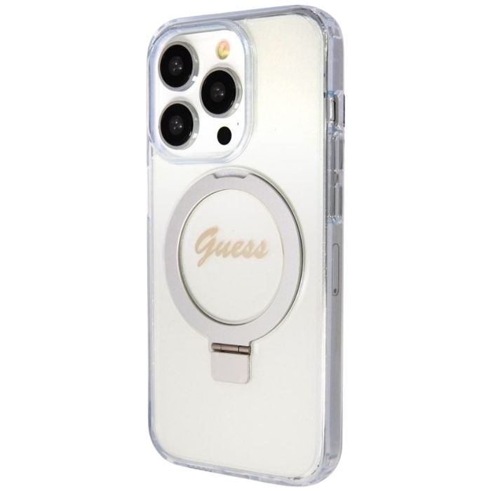 Guess IML Ring Stand Glitter MagSafe Apple iPhone 15 Pro GUHMP15LHRSGSD Transparent