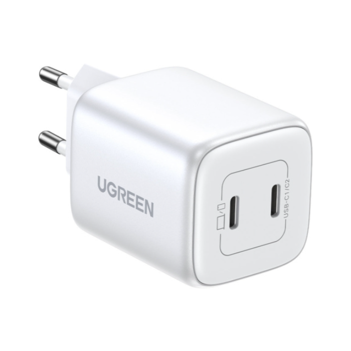 Sieťová nabíjačka Ugreen CD294, GaN, 2x USB-C, 45W QC PD, biela