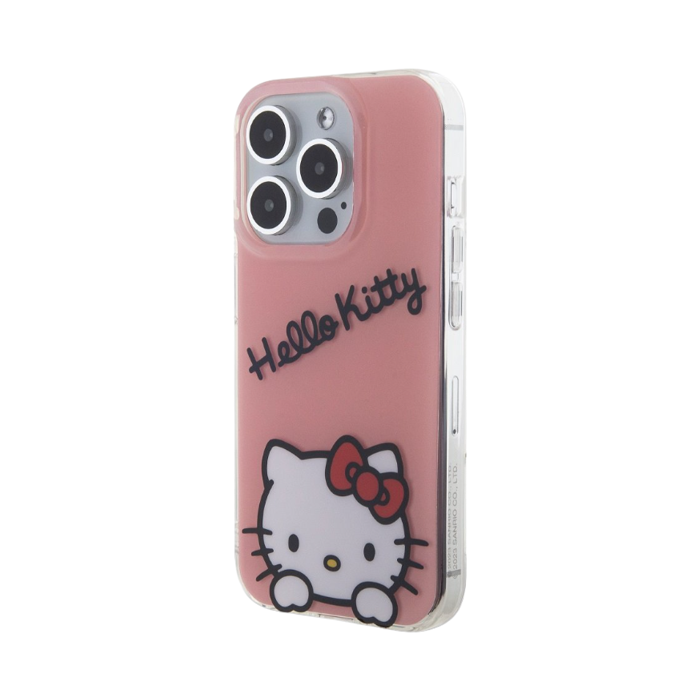 Plastové puzdro Hello Kitty na Apple iPhone 15 Pro HKHCP15LHKDSP IML Daydreaming Logo ružové