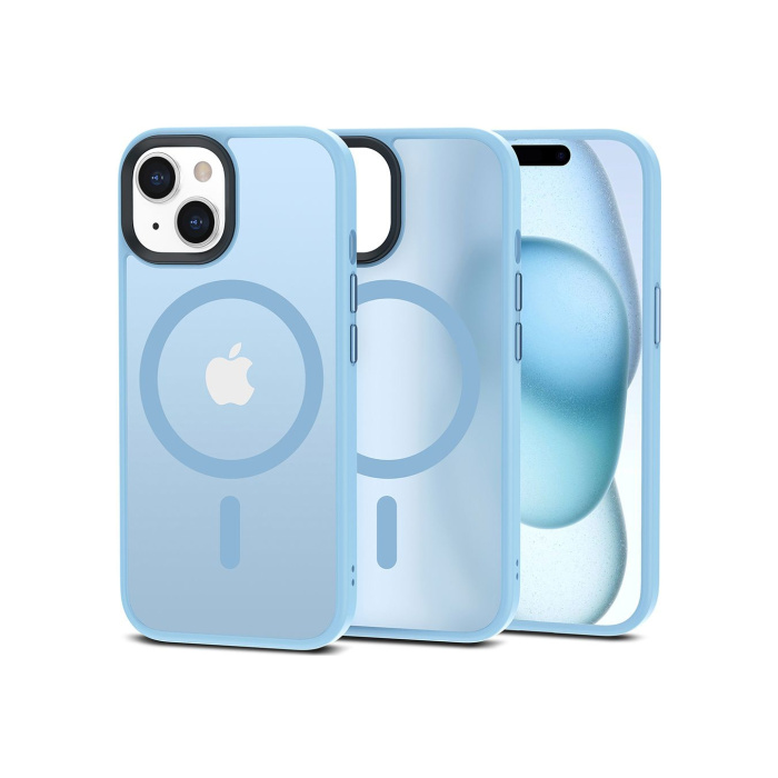 Silikónové puzdro na Apple iPhone 15 Tech-Protect MagMat Silicone MagSafe modré