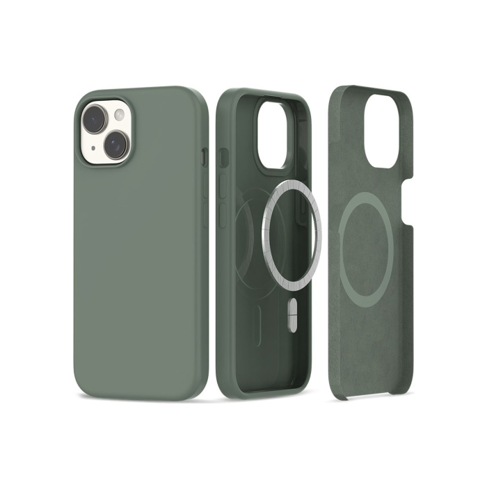 Silikónové puzdro na Apple iPhone 15 Tech-Protect Silicone MagSafe Olive