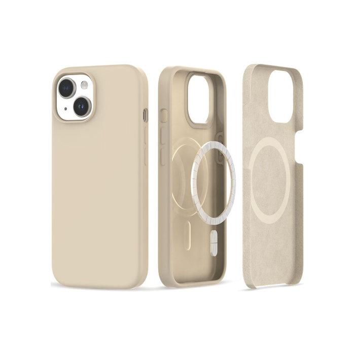 Silikónové puzdro na Apple iPhone 15 Tech-Protect Silicone MagSafe Sand Beige