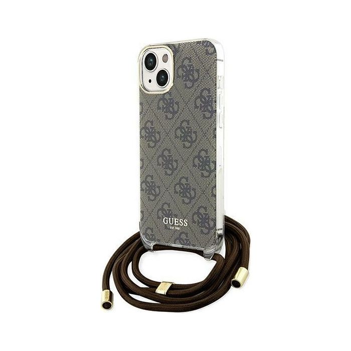 Guess IML 4G Printed Crossbody Apple iPhone 15 GUHCP15SHC4SEW Brown