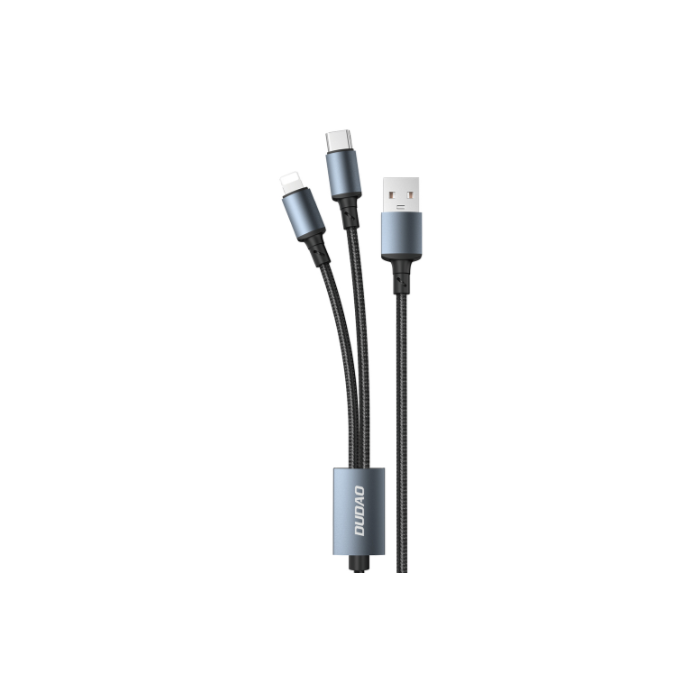 Dudao 2v1 TGL2, USB-A-USB-C/Lightning, 6A, 1.2m, čierny