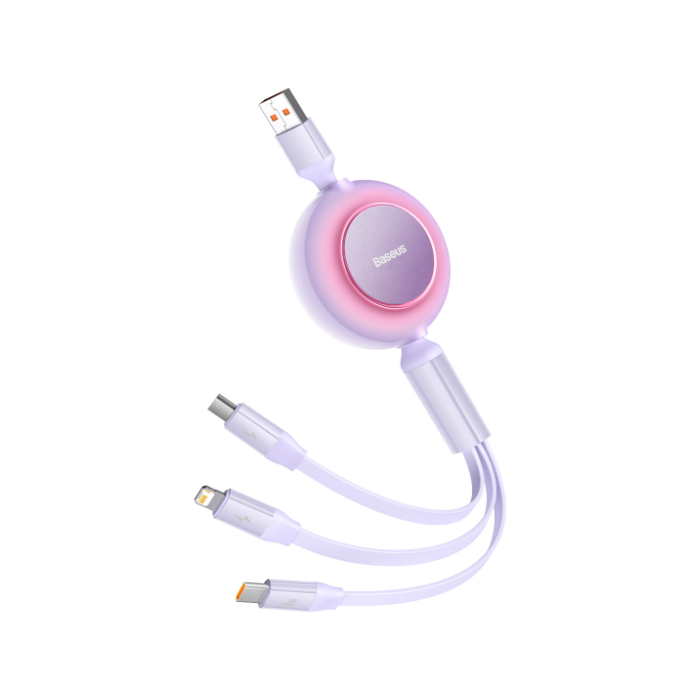 Baseus Bright Mirror 2 3v1 CAMJ010105, USB-C, Lightning, MicroUSB, 66W, 1.1m, fialový