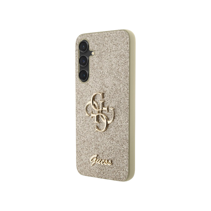 Plastové puzdro Guess na Samsung Galaxy S23 FE 5G S711 GUHCS23FEHG4SGD PU Fixed Glitter 4G Metal Logo zlaté