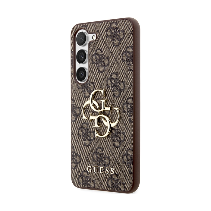 Plastové puzdro Guess na Samsung Galaxy S23 FE 5G S711 GUHCS23FE4GMGBR PU 4G Big Metal Logo hnedé
