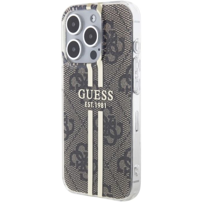 Guess IML 4G Gold Stripe Apple iPhone 15 Pro Max GUHCP15XH4PSEGW Brown