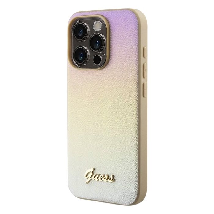 Guess PU Leather Iridescent Metal Script Apple iPhone 15 Pro Max GUHCP15XPSAIRSD Gold