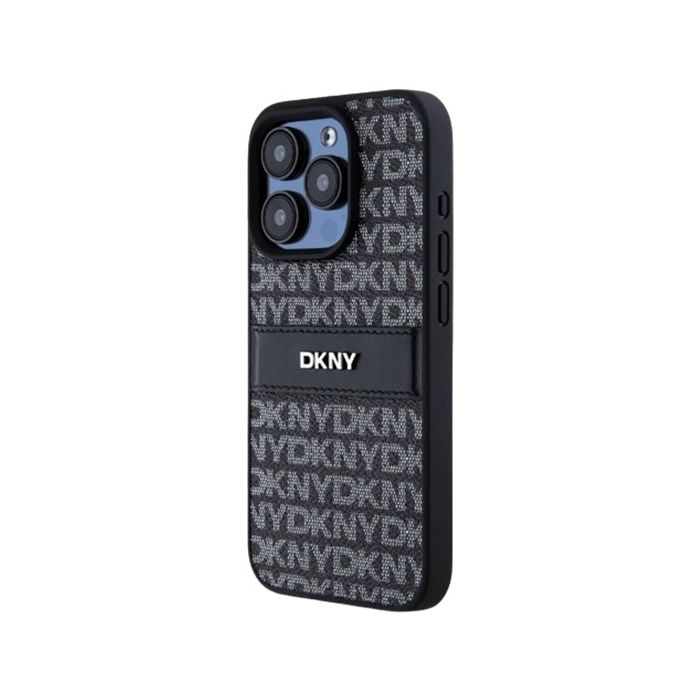 DKNY PU Leather Repeat Pattern Tonal Stripe Apple iPhone 15 Pro Max DKHCP15XPRTHSLK Black