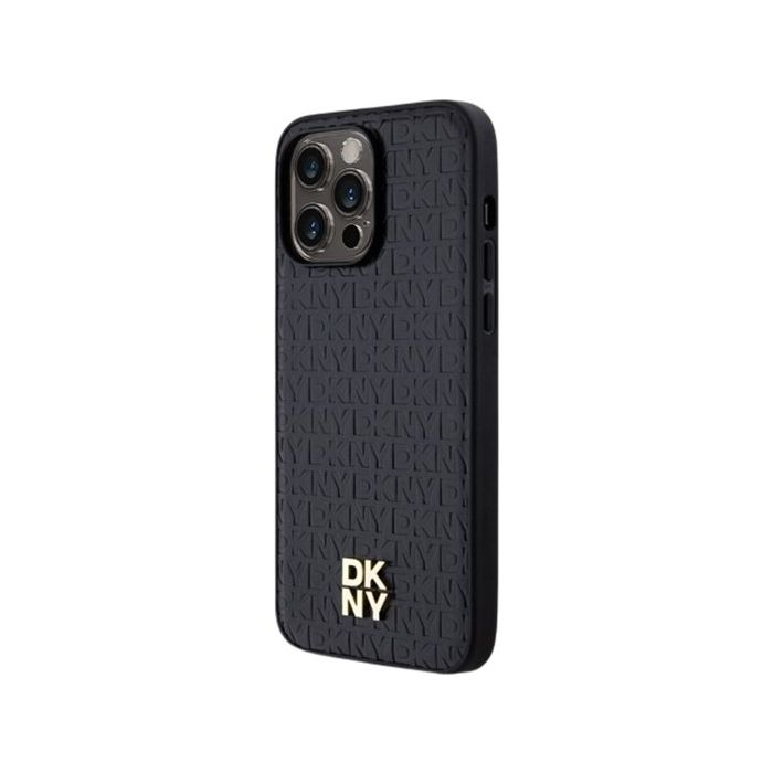 DKNY PU Leather Repeat Pattern Stack Logo Magsafe Apple iPhone 13 Pro DKHMP13LPSHRPSK Black