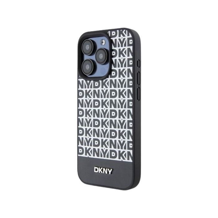 DKNY PU Leather Repeat Pattern Bottom Stripe MagSafe Apple iPhone 13 Pro Max DKHMP13XPSOSPK Black