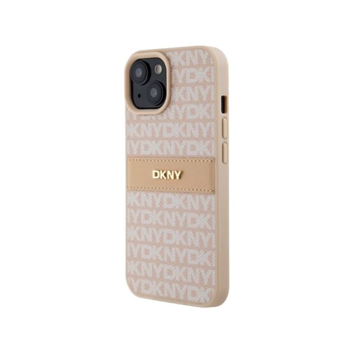 DKNY PU Leather Repeat Pattern Tonal Stripe Apple iPhone 15 DKHCP15SPRTHSLP Pink