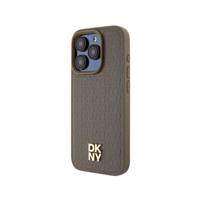 DKNY HC Magsafe PU Repeat Pattern W Stack Logo Apple iPhone 15 DKHMP15SPSHRPSW Brown