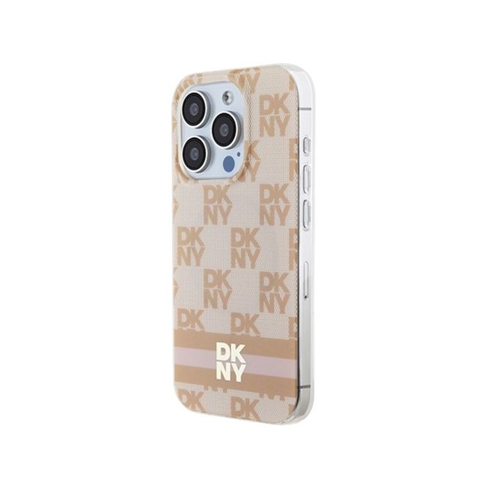 DKNY PC/TPU Checkered Pattern W Printed Stripes MagSafe Apple Phone 15 DKHMP15SHCPTSP Pink
