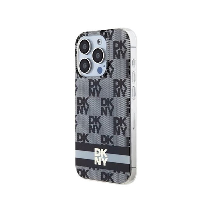 DKNY PC/TPU Checkered Pattern W Printed Stripes MagSafe Apple Phone 15 Plus DKHMP15MHCPTSK Black