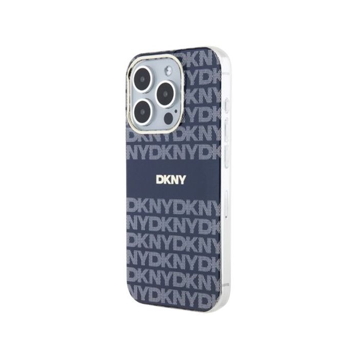 DKNY PC/TPU Repeat Texture Pattern W Stripe MagSafe Apple iPhone 15 DKHMP15SHRHSEB Blue
