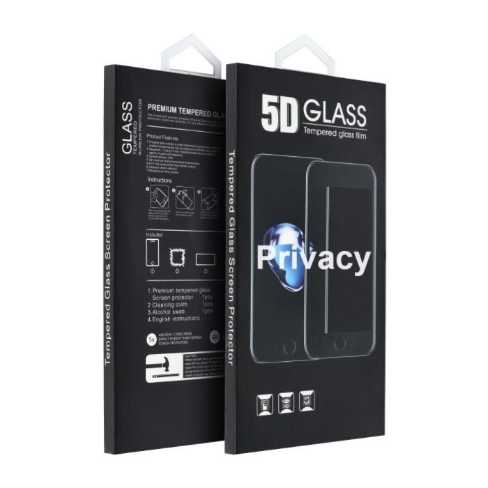 5D Full Glue Tempered Glass Apple iPhone 16 Pro Max (Privacy) black