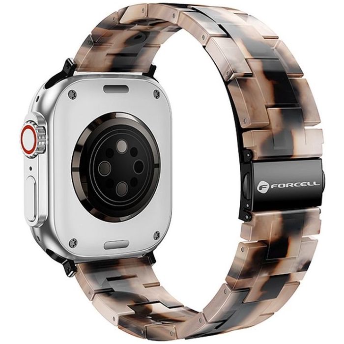 FORCELL F-DESIGN FA04 marble textured resin strap Apple Watch 42/44/45/49mm brown