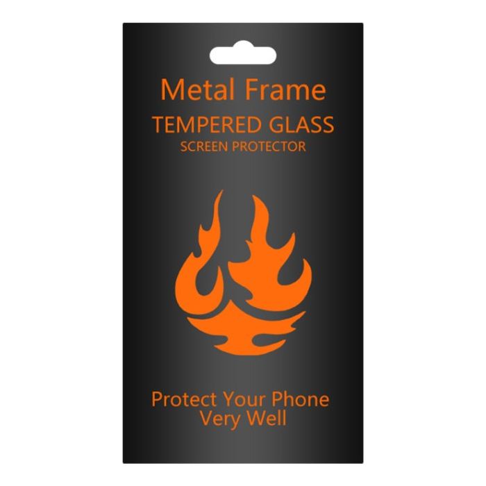 Tempered glass metal frame Apple iPhone 15 Pro black frame