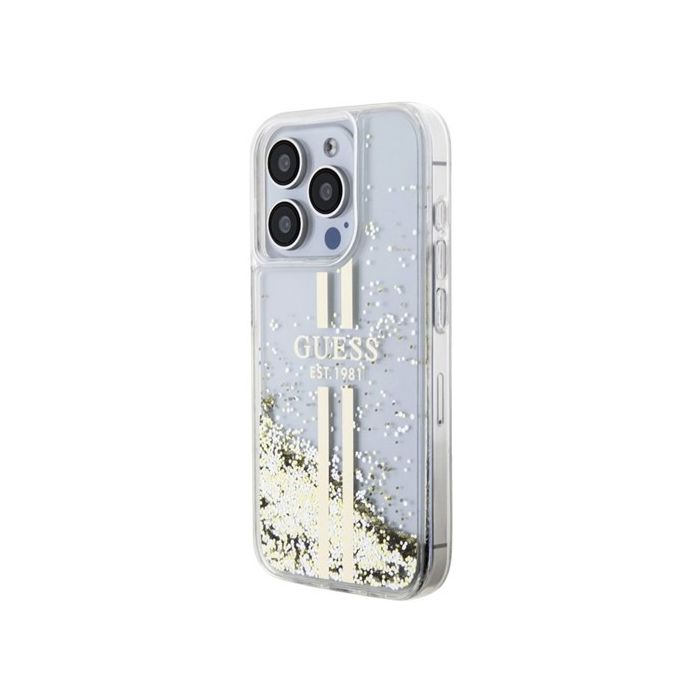 Guess PC/TPU Liquid Glitter Gold Stripe Apple iPhone 15 Pro Max GUHCP15XLFCSEGT Transparent