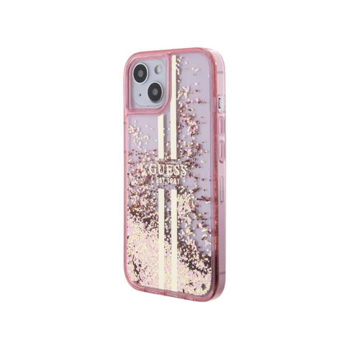 Guess PC/TPU Liquid Glitter Gold Stripe Apple iPhone 15 GUHCP15SLFCSEGP Pink
