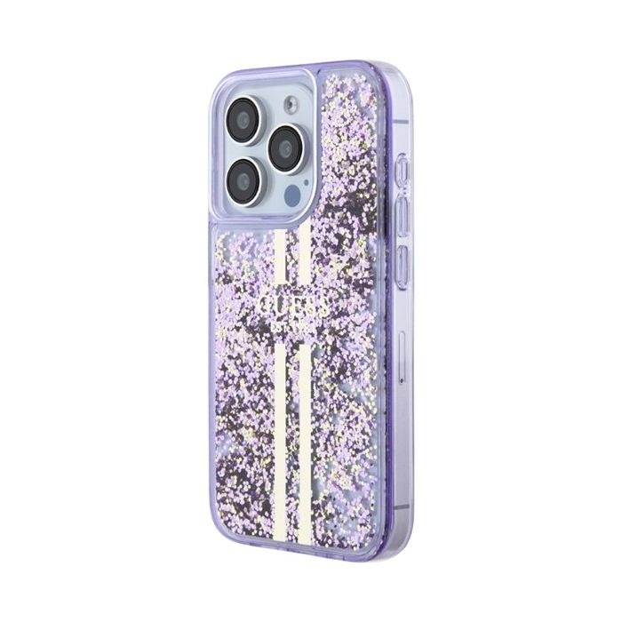 Guess PC/TPU Liquid Glitter Gold Stripe Apple iPhone 15 Pro GUHCP15LLFCSEGU Purple