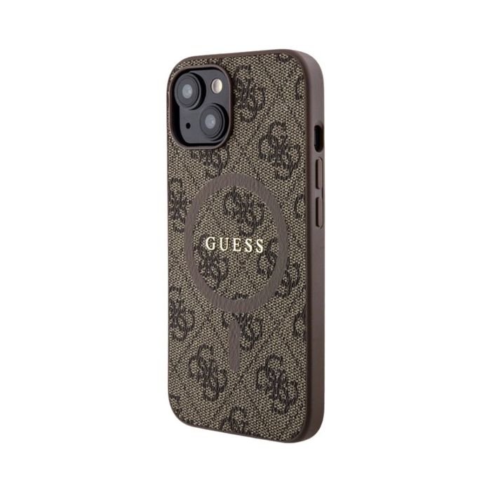 Guess PU Leather 4G Colored Ring MagSafe Apple iPhone 15 Plus GUHMP15MG4GFRW Brown