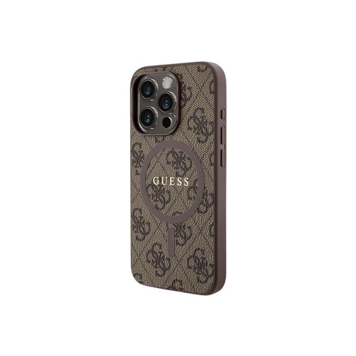 Guess PU Leather 4G Colored Ring MagSafe Apple iPhone 14 Pro GUHMP14LG4GFRW Brown