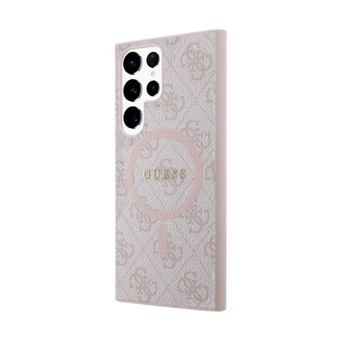 Guess PU Leather 4G Colored Ring MagSafe Samsung Galaxy S24 Ultra 5G S928 GUHMS24LG4GFRP Pink
