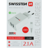 Nabíjačka Swissten Smart IC 2 x USB + USB-C kábel, 2.1A, 10,5W biela