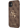 Plastové puzdro Guess na Apple iPhone 11 GUHCN614GMGBR PU 4G Metal Logo hnedé