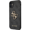 Plastové puzdro Guess na Apple iPhone 11 GUHCN614GMGGR PU 4G Metal Logo čierne