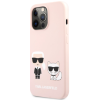Silikónové puzdro Karl Lagerfeld na Apple iPhone 13 Pro KLHCP13LSSKCI Karl and Choupette Liquid ružové