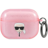 Silikónové puzdro Karl Lagerfeld na Apple AirPods Pro KLAPUKHGP Glitter Karl`s Head ružové