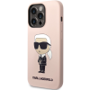 Silikónové puzdro Karl Lagerfeld na Apple iPhone 14 Pro KLHCP14LSNIKBCP Liquid Silicone Ikonik NFT ružové