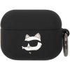 Silikónové puzdro Karl Lagerfeld na Apple AirPods Pro KLAPRUNCHK 3D Choupette Head Logo NFT čierne