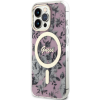 Plastové puzdro Guess na Apple iPhone 14 Pro GUHMP14LHCFWSP Flowers IML MagSafe ružové