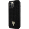Plastové puzdro Guess na Apple iPhone 12 Pro Max GUHCP12LHDGTPK Rhinestones Triangle Metal Logo čierne