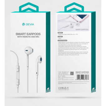 Slúchadlá Devia Smart Remote s mikrofónom biele