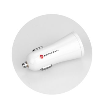 Auto nabíjačka Forcell USB 2,4 A biela