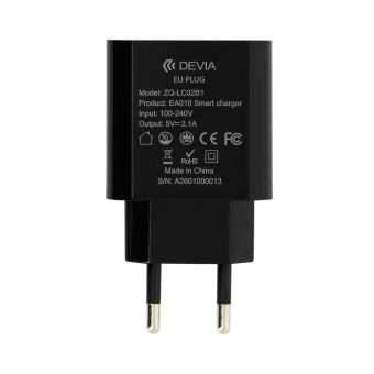 Sieťová nabíjačka Devia Smart Charger 2.1 A čierna 