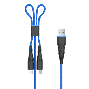 DEVIA Fish1 2in1 cable lightning/microUSB blue