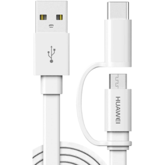 Kábel Huawei AP55S, USB-A na microUSB/redukcia USB-C, 1.5m, biely (Blister)