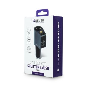 Rozvádzač automobilovej zásuvky + 3 x USB CSS-04