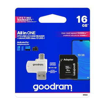 Pamäťová karta microSDHC 16 GB GOODRAM s adaptérom a čítačkou kariet